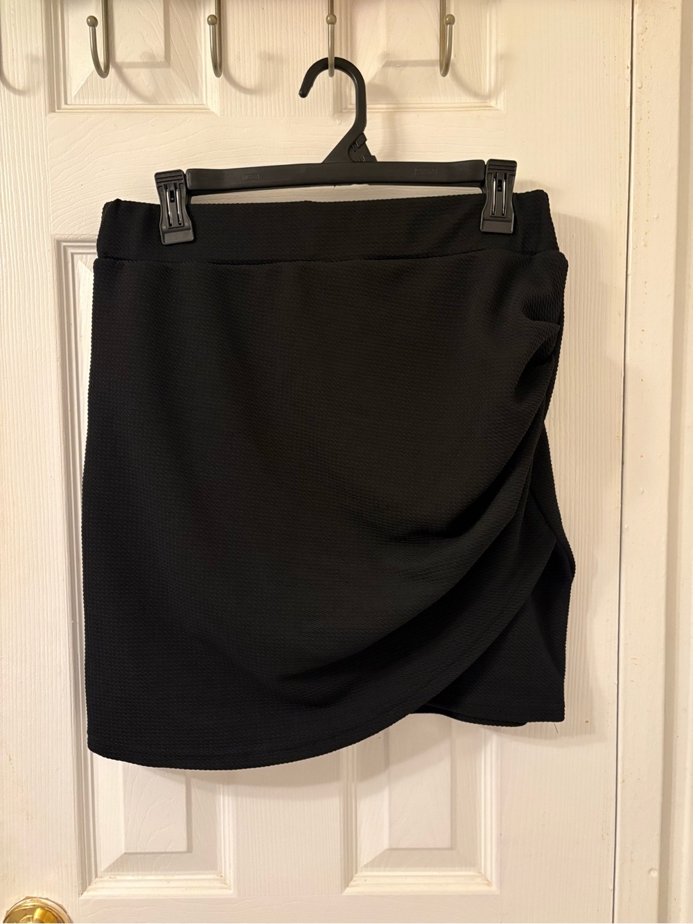 SHEIN Black Draped Wrap-Front Mini Skirt